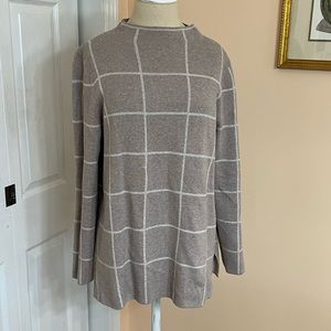 LOFT Check Windowpane Mock Turtleneck Sweater NWOT Size L